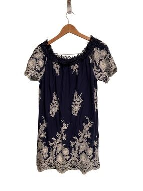 Altar’d State Tunic Off-Shoulder Tunic Dress Short Sleeve Embroidered